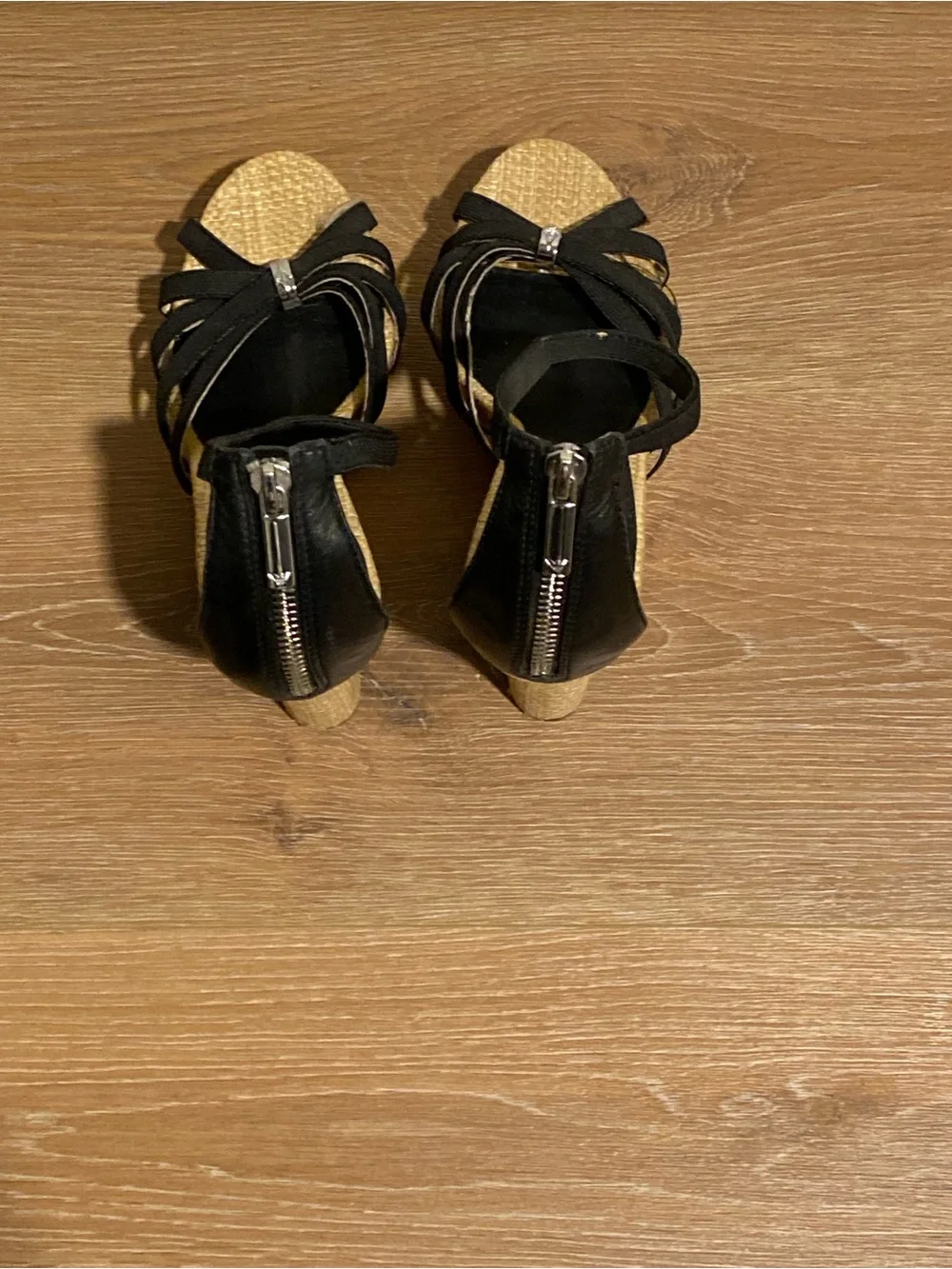 Armani Jeans Black Strappy Espadrille Platform Sandals